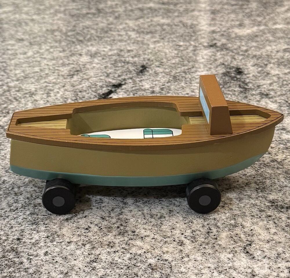 Jack Rabbit Creations- BETSY Quality Wooden Magnetic Toy Boat Vehicle Large 9.5”